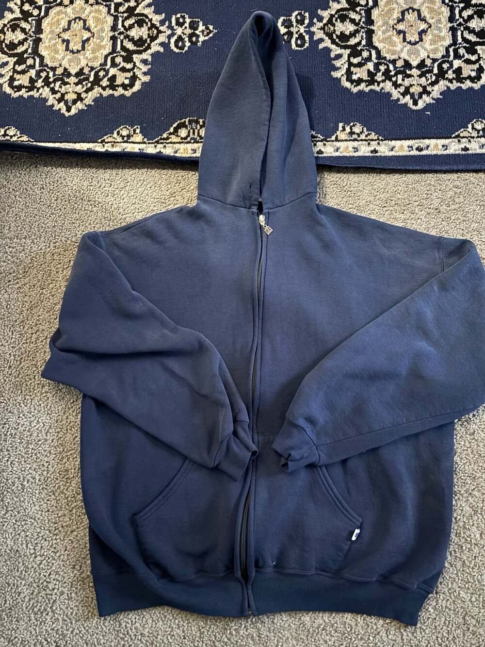 Russell Athletic Zip Hoodie XL Navy Blue Made In USA